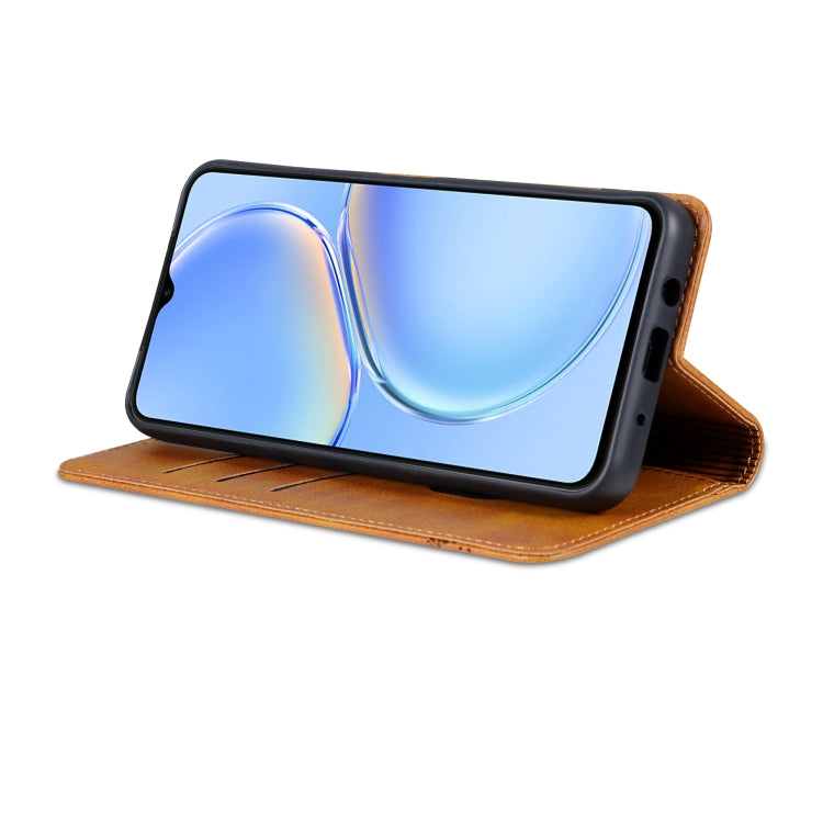 For Huawei Maimang A20 AZNS Magnetic Calf Texture Flip Leather Phone Case(Light Brown) by AZNS