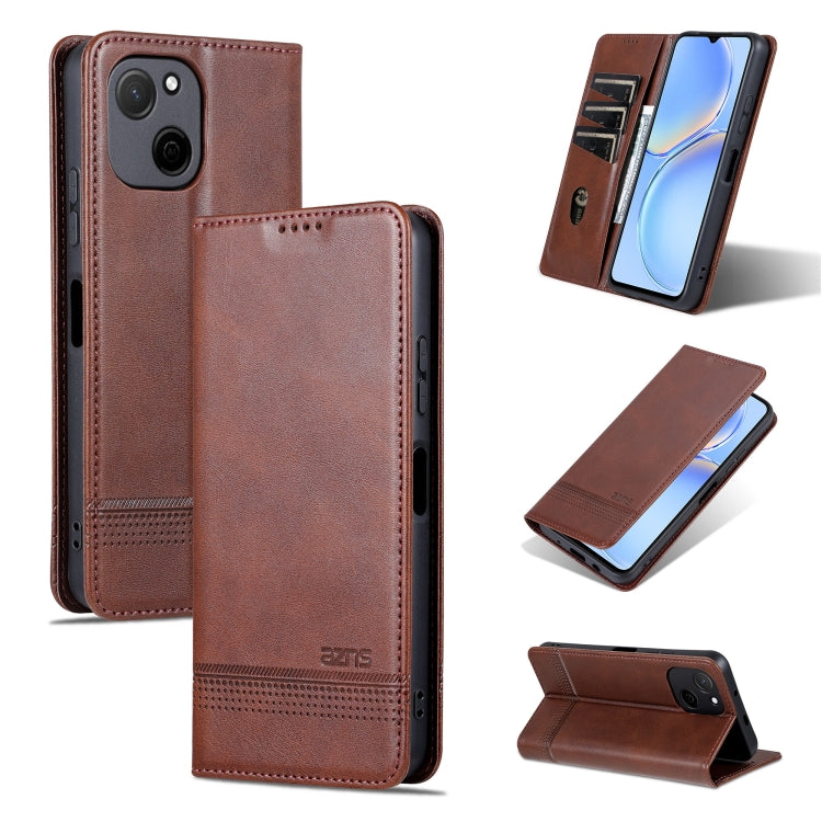 For Huawei Maimang A20 AZNS Magnetic Calf Texture Flip Leather Phone Case(Dark Brown) by AZNS