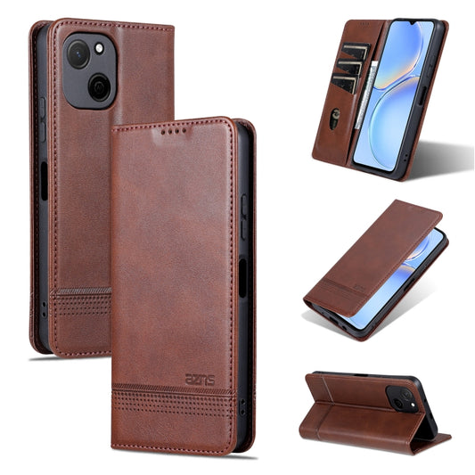 For Huawei Maimang A20 AZNS Magnetic Calf Texture Flip Leather Phone Case(Dark Brown) by AZNS