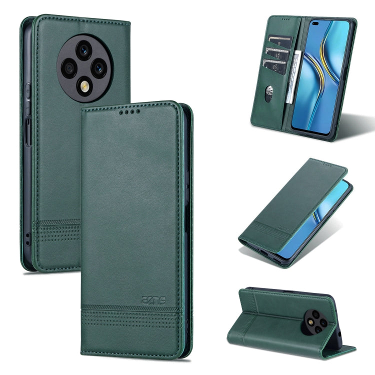 For Huawei Enjoy 60 Pro AZNS Magnetic Calf Texture Flip Leather Phone Case(Dark Green) by AZNS