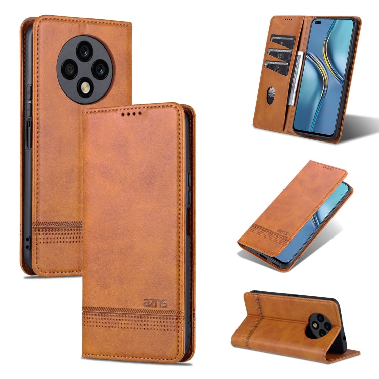 For Huawei Enjoy 60 Pro AZNS Magnetic Calf Texture Flip Leather Phone Case(Light Brown) by AZNS
