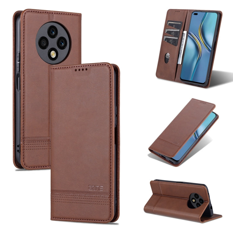 For Huawei Enjoy 60 Pro AZNS Magnetic Calf Texture Flip Leather Phone Case(Dark Brown) by AZNS