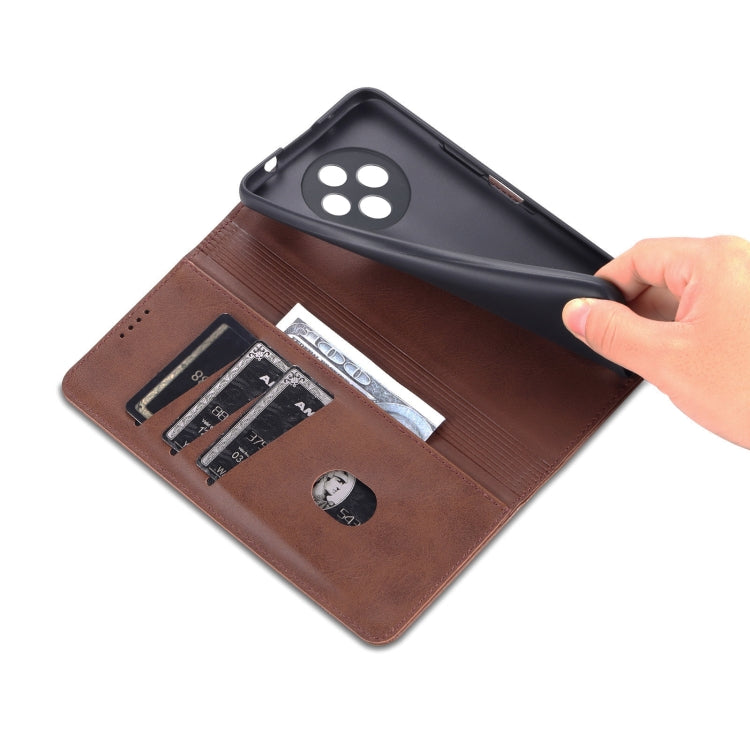 For Huawei Enjoy 60 Pro AZNS Magnetic Calf Texture Flip Leather Phone Case(Dark Brown) by AZNS