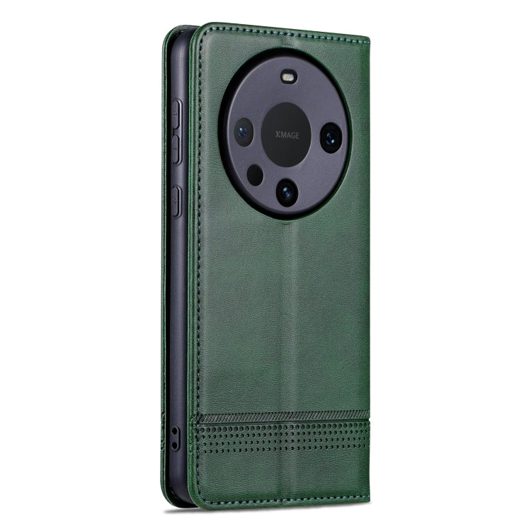 For Huawei Mate 60 AZNS Magnetic Calf Texture Flip Leather Phone Case(Dark Green) by AZNS