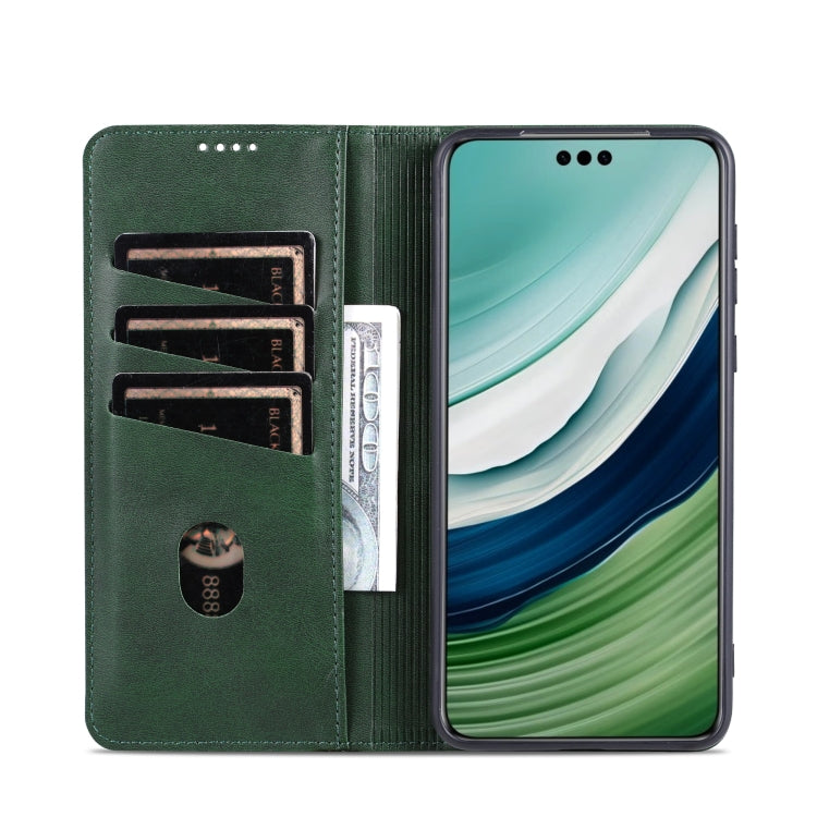 For Huawei Mate 60 Pro AZNS Magnetic Calf Texture Flip Leather Phone Case(Dark Green) by AZNS