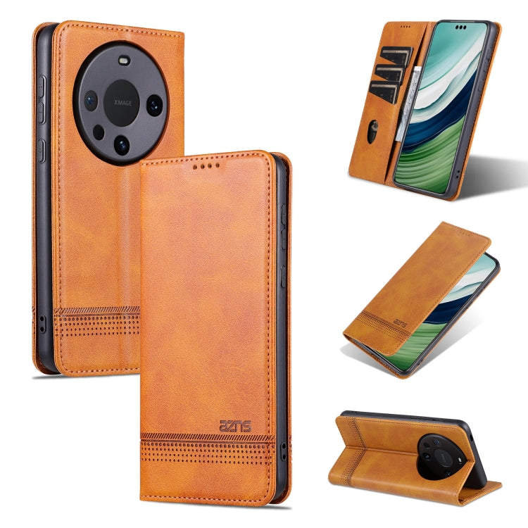 For Huawei Mate 60 Pro AZNS Magnetic Calf Texture Flip Leather Phone Case(Light Brown) by AZNS