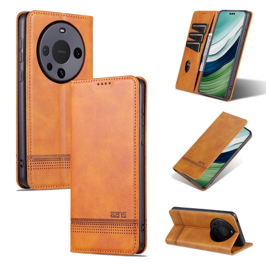 For Huawei Mate 60 Pro AZNS Magnetic Calf Texture Flip Leather Phone Case(Light Brown) by AZNS