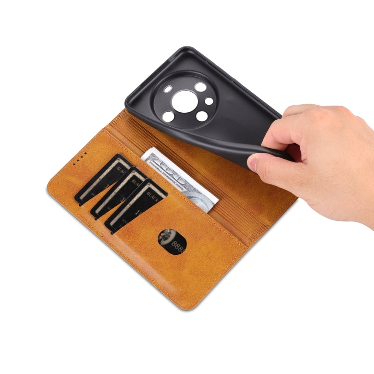 For Huawei Mate 60 Pro AZNS Magnetic Calf Texture Flip Leather Phone Case(Light Brown) by AZNS