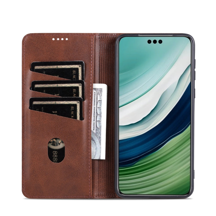 For Huawei Mate 60 Pro AZNS Magnetic Calf Texture Flip Leather Phone Case(Dark Brown) by AZNS