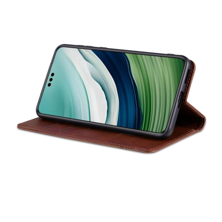 For Huawei Mate 60 Pro AZNS Magnetic Calf Texture Flip Leather Phone Case(Dark Brown) by AZNS