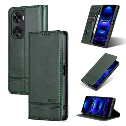 For Huawei nova 11 SE AZNS Magnetic Calf Texture Flip Leather Phone Case(Dark Green) by AZNS