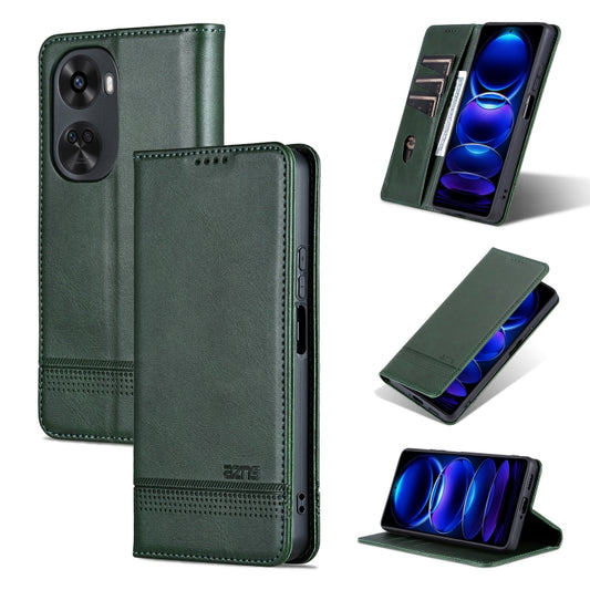 For Huawei nova 11 SE AZNS Magnetic Calf Texture Flip Leather Phone Case(Dark Green) by AZNS