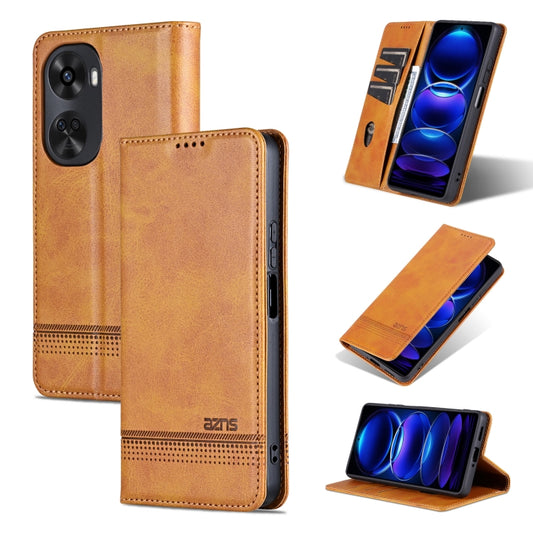 For Huawei nova 11 SE AZNS Magnetic Calf Texture Flip Leather Phone Case(Light Brown) by AZNS