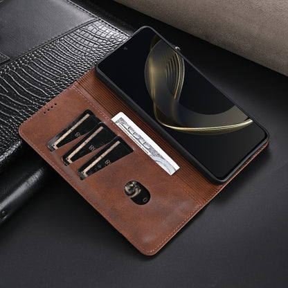 For Huawei nova 11 SE AZNS Magnetic Calf Texture Flip Leather Phone Case(Light Brown) by AZNS