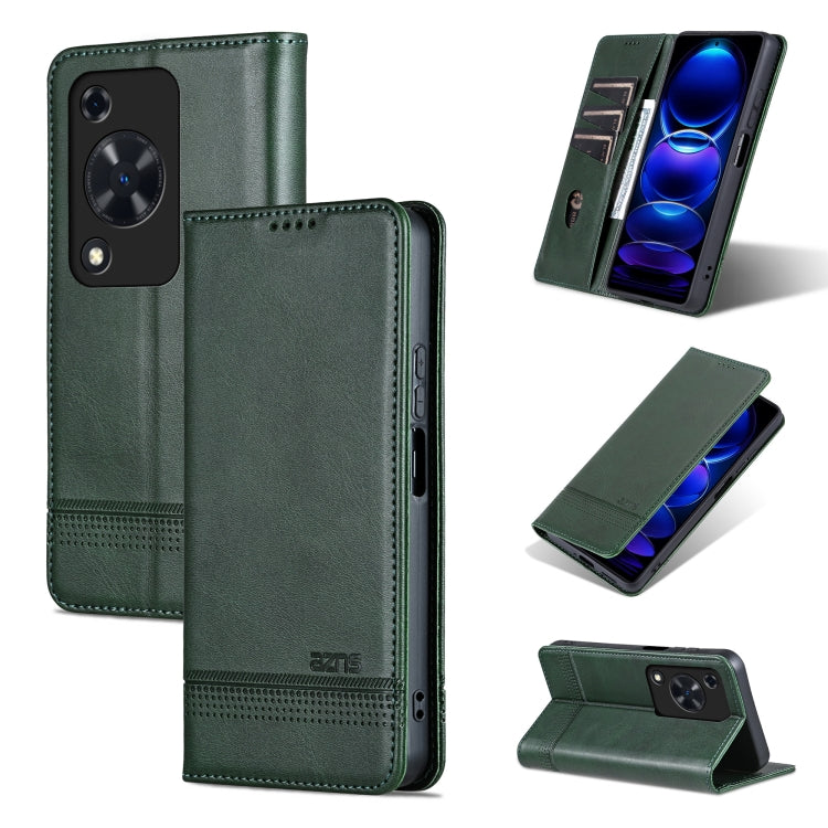 For Huawei Enjoy 70 AZNS Magnetic Calf Texture Flip Leather Phone Case(Dark Green) by AZNS