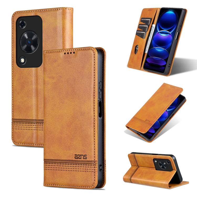 For Huawei Enjoy 70 AZNS Magnetic Calf Texture Flip Leather Phone Case(Light Brown) by AZNS