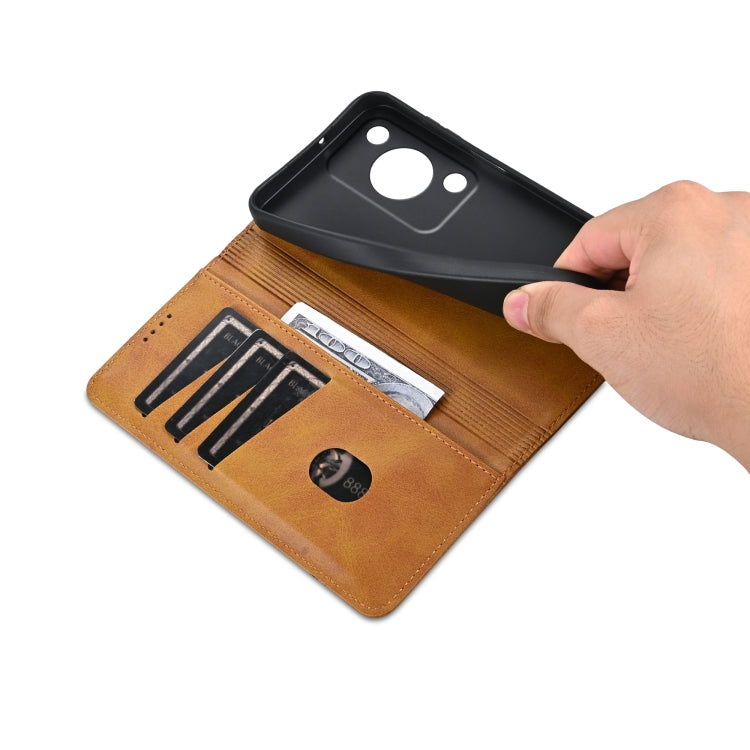 For Huawei Enjoy 70 AZNS Magnetic Calf Texture Flip Leather Phone Case(Light Brown) by AZNS