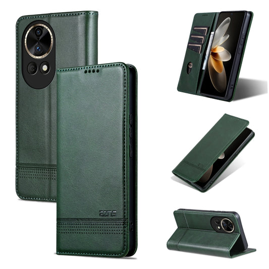 For Huawei nova 12 AZNS Magnetic Calf Texture Flip Leather Phone Case(Dark Green) by AZNS