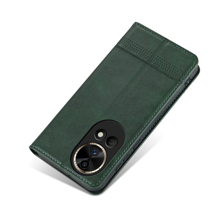 For Huawei nova 12 AZNS Magnetic Calf Texture Flip Leather Phone Case(Dark Green) by AZNS