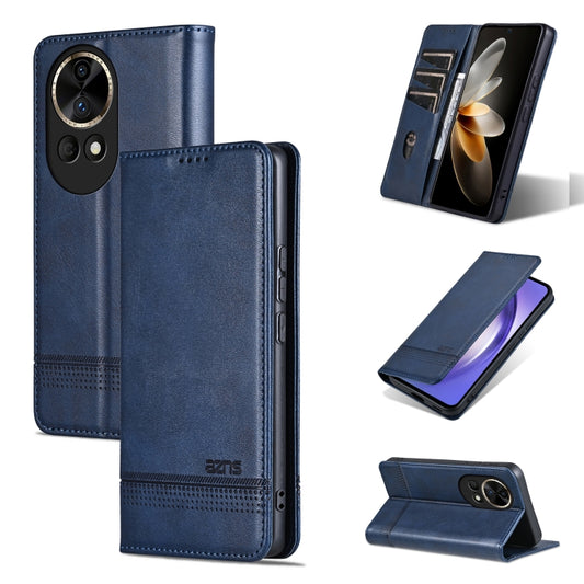 For Huawei nova 12 AZNS Magnetic Calf Texture Flip Leather Phone Case(Dark Blue) by AZNS