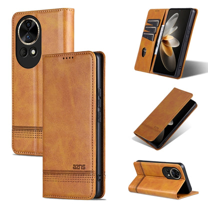 For Huawei nova 12 AZNS Magnetic Calf Texture Flip Leather Phone Case(Light Brown) by AZNS