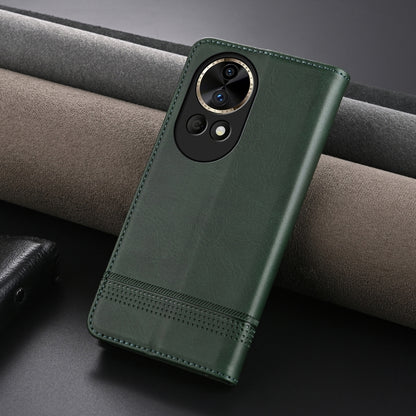 For Huawei nova 12 Pro AZNS Magnetic Calf Texture Flip Leather Phone Case(Dark Green) by AZNS