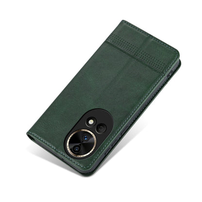 For Huawei nova 12 Pro AZNS Magnetic Calf Texture Flip Leather Phone Case(Dark Green) by AZNS