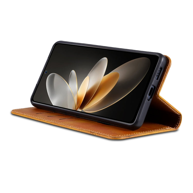 For Huawei nova 12 Pro AZNS Magnetic Calf Texture Flip Leather Phone Case(Light Brown) by AZNS