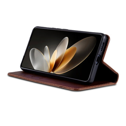 For Huawei nova 12 Pro AZNS Magnetic Calf Texture Flip Leather Phone Case(Dark Brown) by AZNS