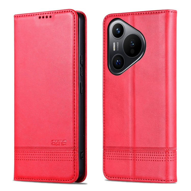 For Huawei Pura 70 AZNS Magnetic Calf Texture Flip Leather Phone Case(Red) by AZNS