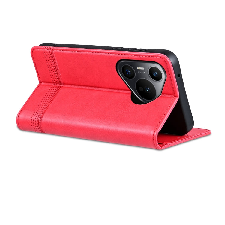 For Huawei Pura 70 AZNS Magnetic Calf Texture Flip Leather Phone Case(Red) by AZNS