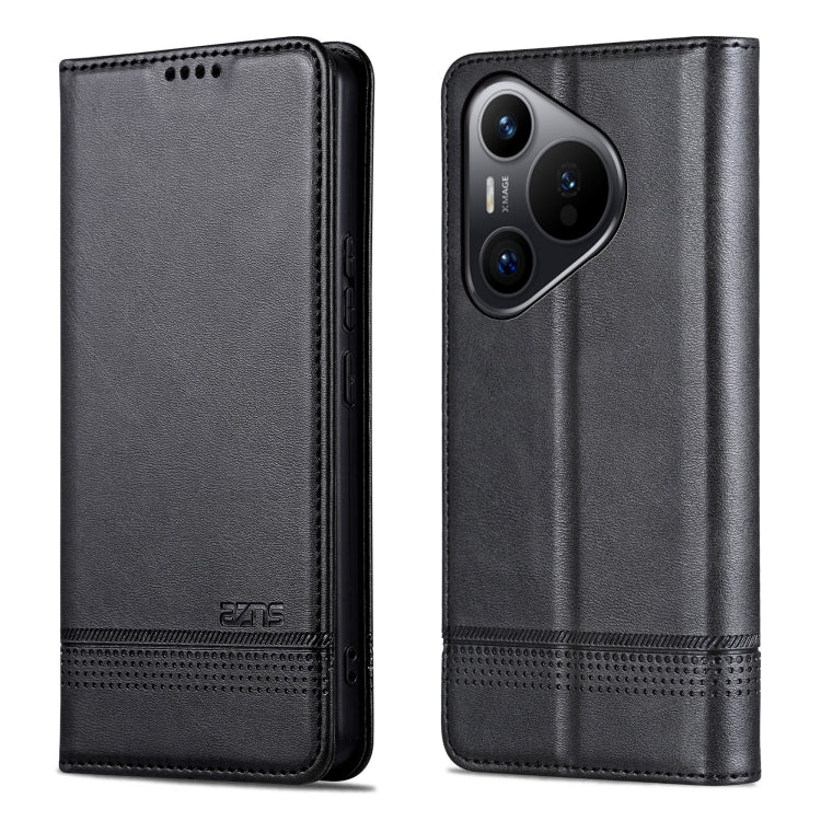 For Huawei Pura 70 AZNS Magnetic Calf Texture Flip Leather Phone Case(Black) by AZNS