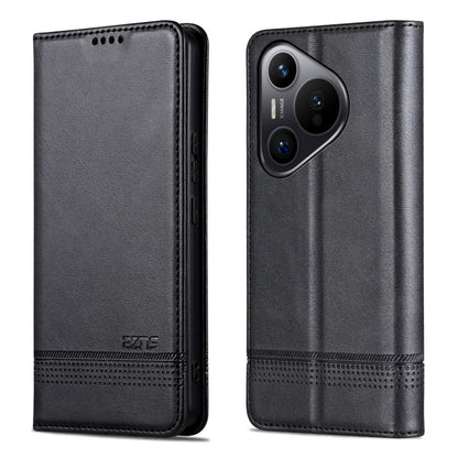 For Huawei Pura 70 AZNS Magnetic Calf Texture Flip Leather Phone Case(Black) by AZNS