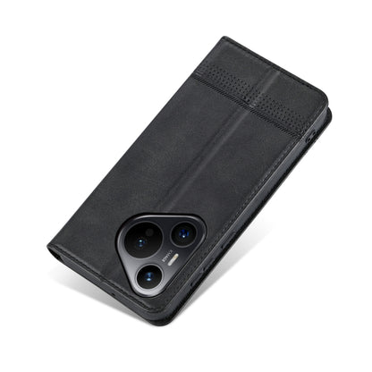 For Huawei Pura 70 AZNS Magnetic Calf Texture Flip Leather Phone Case(Black) by AZNS