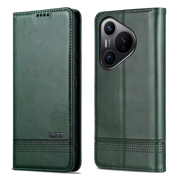 For Huawei Pura 70 AZNS Magnetic Calf Texture Flip Leather Phone Case(Dark Green) by AZNS