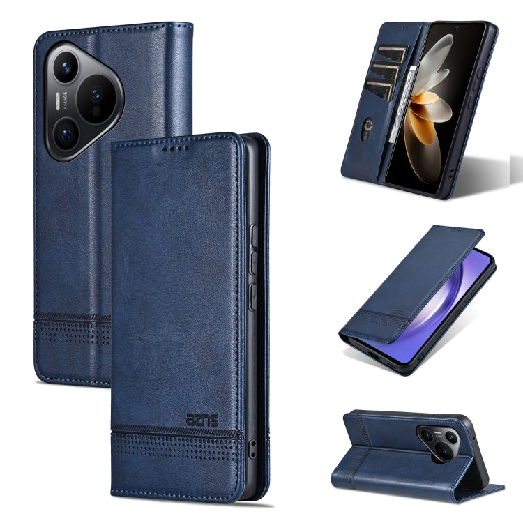 For Huawei Pura 70 AZNS Magnetic Calf Texture Flip Leather Phone Case(Dark Blue) by AZNS