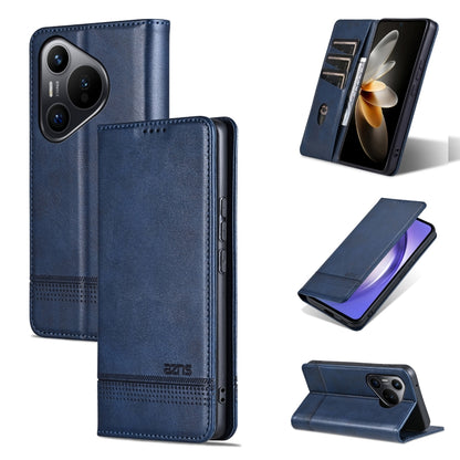 For Huawei Pura 70 AZNS Magnetic Calf Texture Flip Leather Phone Case(Dark Blue) by AZNS