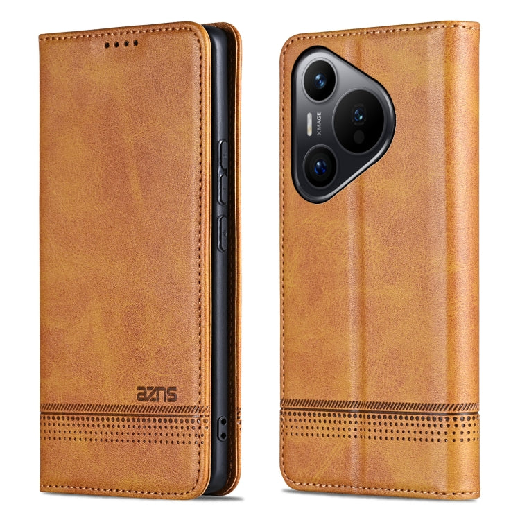 For Huawei Pura 70 AZNS Magnetic Calf Texture Flip Leather Phone Case(Light Brown) by AZNS