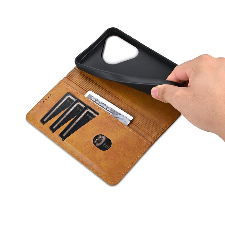 For Huawei Pura 70 AZNS Magnetic Calf Texture Flip Leather Phone Case(Light Brown) by AZNS