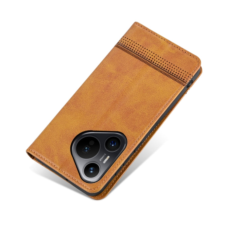 For Huawei Pura 70 AZNS Magnetic Calf Texture Flip Leather Phone Case(Light Brown) by AZNS
