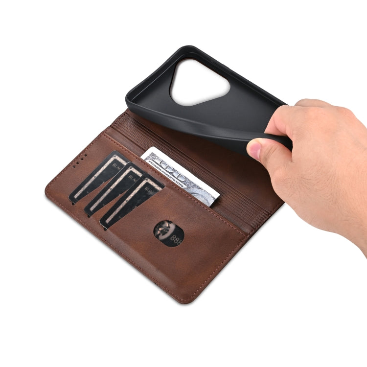 For Huawei Pura 70 AZNS Magnetic Calf Texture Flip Leather Phone Case(Dark Brown) by AZNS