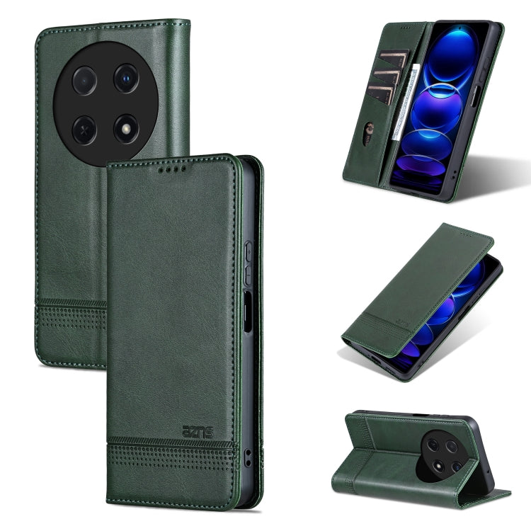 For Huawei Enjoy 70 Pro/nova 12i AZNS Magnetic Calf Texture Flip Leather Phone Case(Dark Green) by AZNS