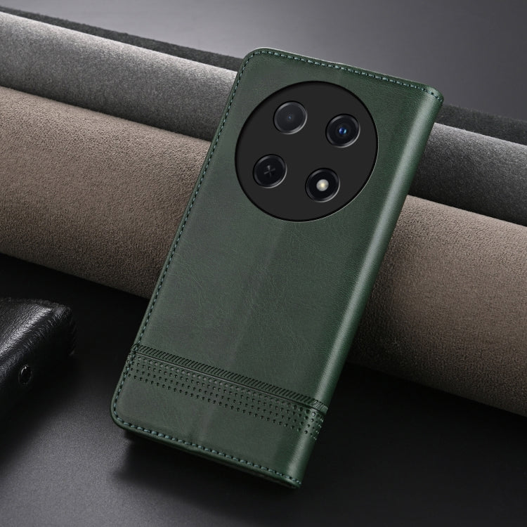 For Huawei Enjoy 70 Pro/nova 12i AZNS Magnetic Calf Texture Flip Leather Phone Case(Dark Green) by AZNS