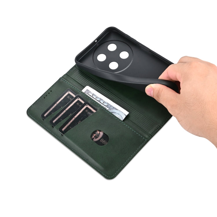 For Huawei Enjoy 70 Pro/nova 12i AZNS Magnetic Calf Texture Flip Leather Phone Case(Dark Green) by AZNS