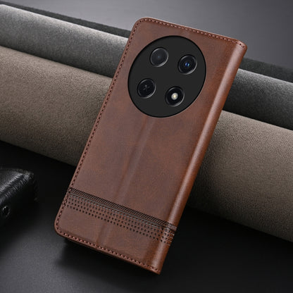 For Huawei Enjoy 70 Pro/nova 12i AZNS Magnetic Calf Texture Flip Leather Phone Case(Dark Brown) by AZNS