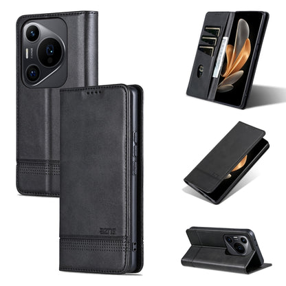 For Huawei Pura 70 Pro / 70 Pro+ AZNS Magnetic Calf Texture Flip Leather Phone Case(Black) by AZNS