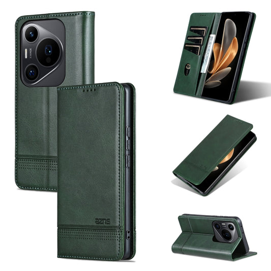 For Huawei Pura 70 Pro / 70 Pro+ AZNS Magnetic Calf Texture Flip Leather Phone Case(Dark Green) by AZNS