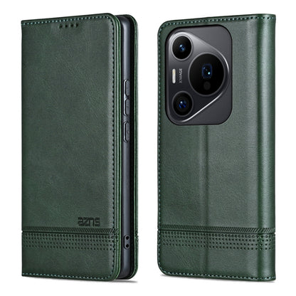 For Huawei Pura 70 Pro / 70 Pro+ AZNS Magnetic Calf Texture Flip Leather Phone Case(Dark Green) by AZNS