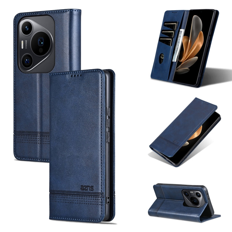 For Huawei Pura 70 Pro / 70 Pro+ AZNS Magnetic Calf Texture Flip Leather Phone Case(Dark Blue) by AZNS