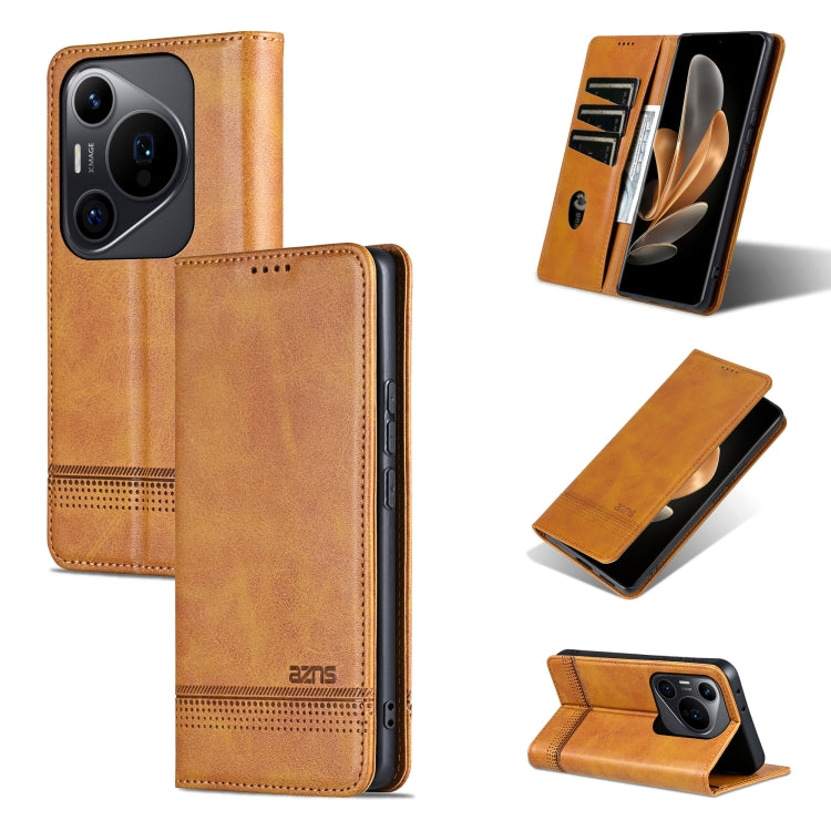 For Huawei Pura 70 Pro / 70 Pro+ AZNS Magnetic Calf Texture Flip Leather Phone Case(Light Brown) by AZNS